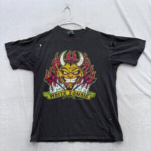 Vintage White Zombie T Shirt Mens XL Black Rob Zombie Say You Love Satan 90s